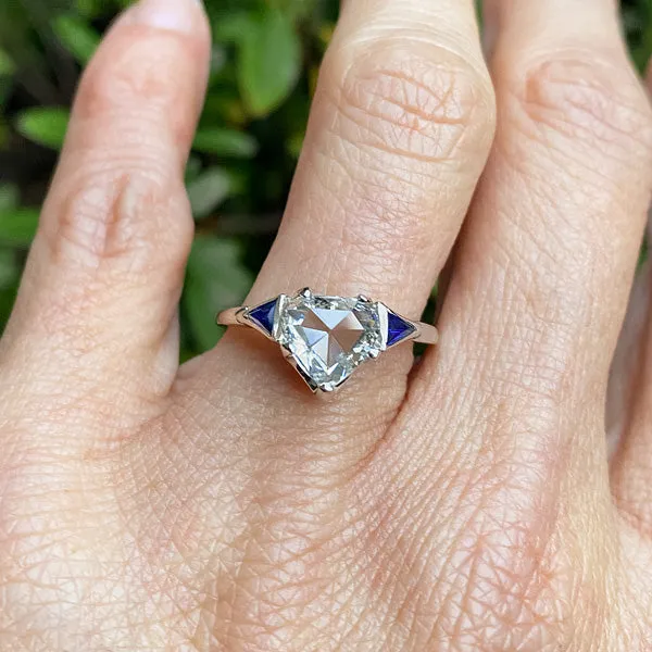 Vintage Heart Diamond Ring, Rose Cut 1.30ct.