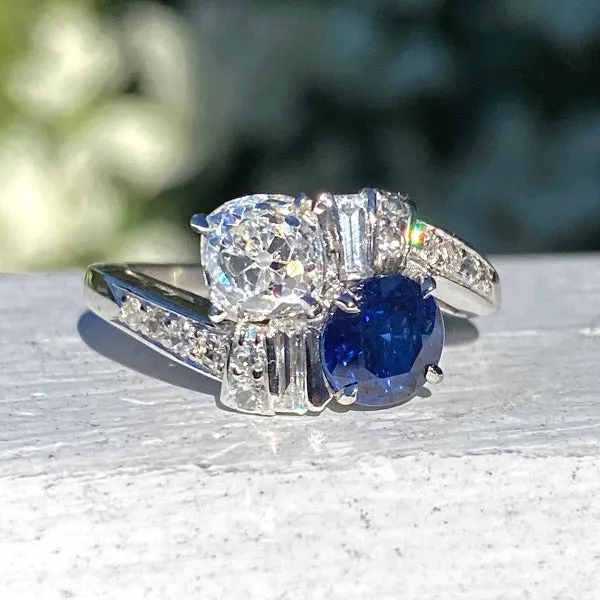 Vintage Toi et Moi Sapphire & Diamond Ring