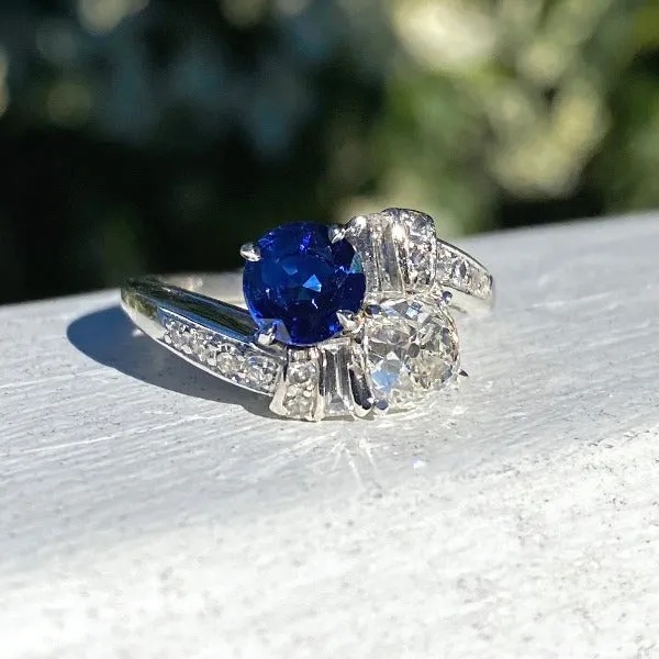 Vintage Toi et Moi Sapphire & Diamond Ring