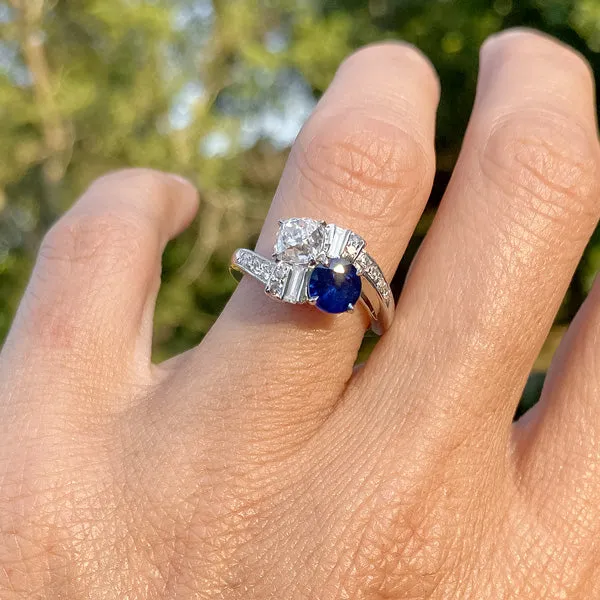 Vintage Toi et Moi Sapphire & Diamond Ring