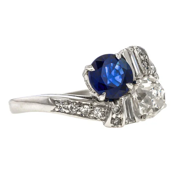 Vintage Toi et Moi Sapphire & Diamond Ring