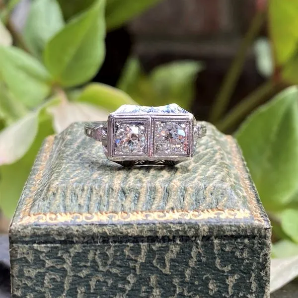 Vintage Twin Stone Engagement Ring