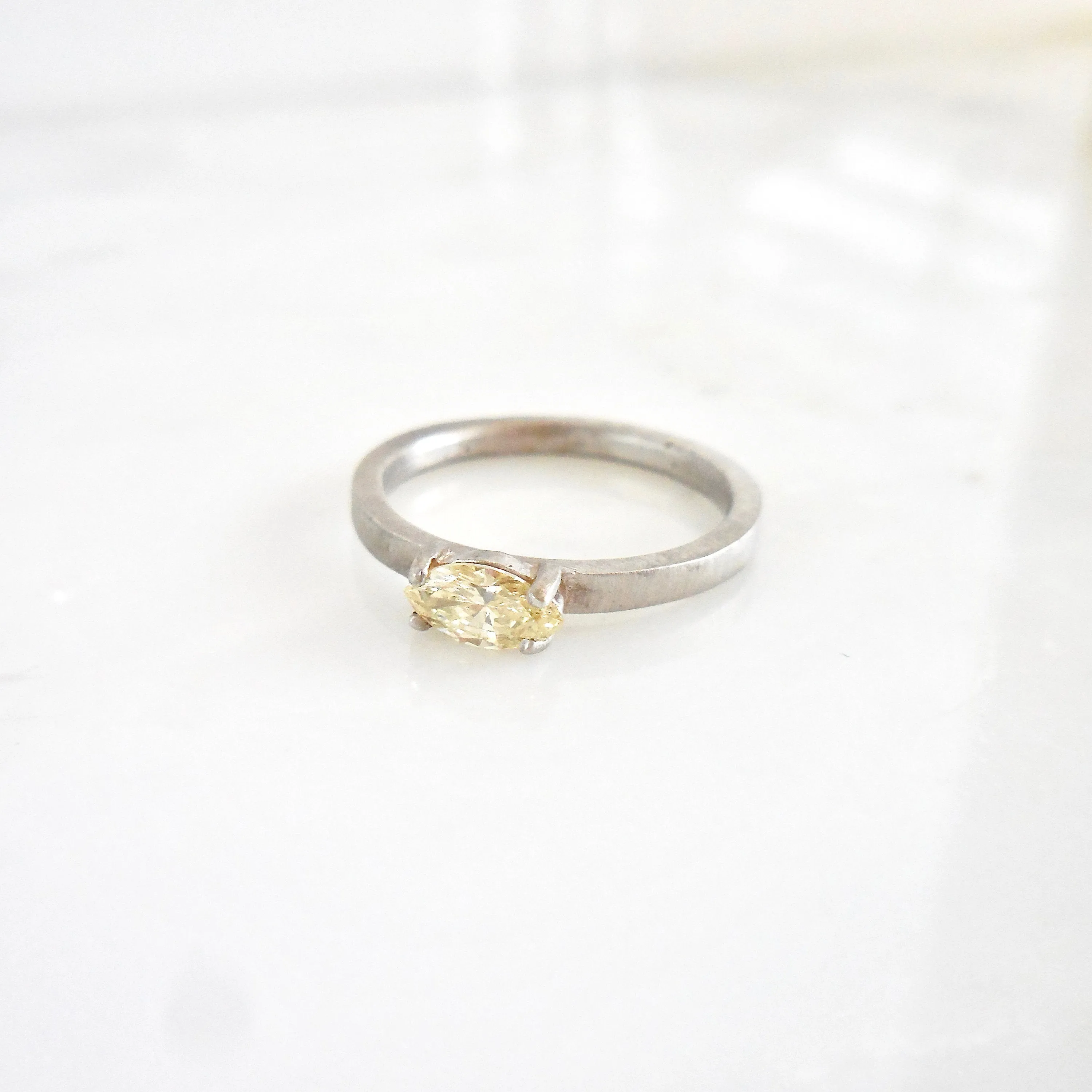 Yellow Marquise Solitaire Diamond Engagement Ring - Yellow Diamond Marquise Ring