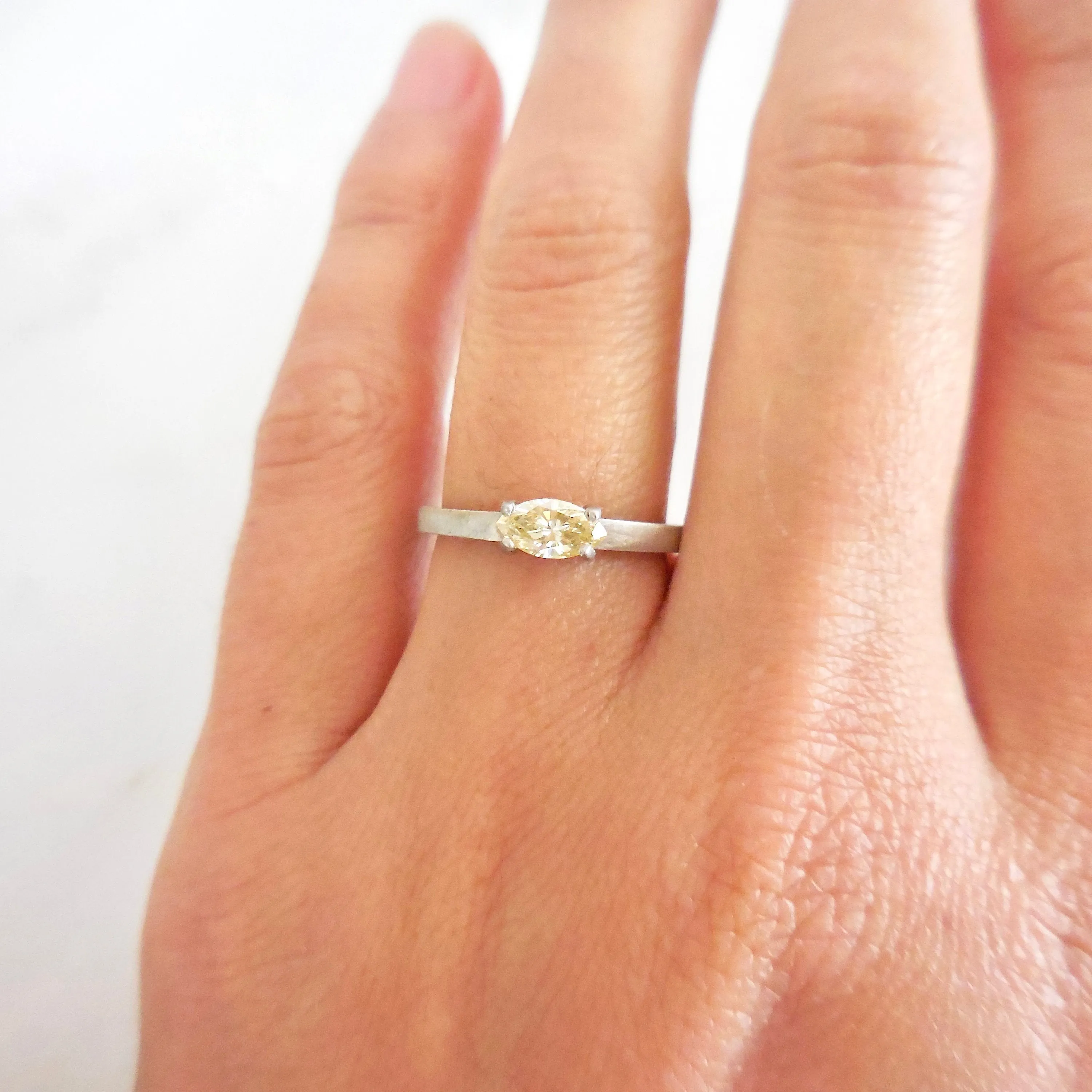 Yellow Marquise Solitaire Diamond Engagement Ring - Yellow Diamond Marquise Ring